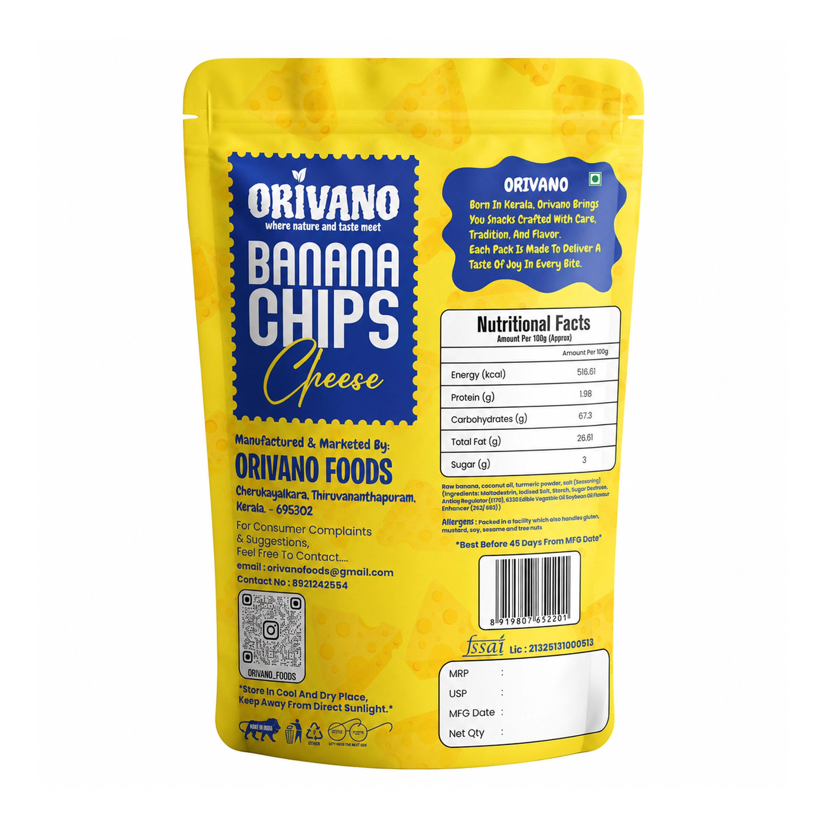 Cheese Flavoured Banana Chips 100g