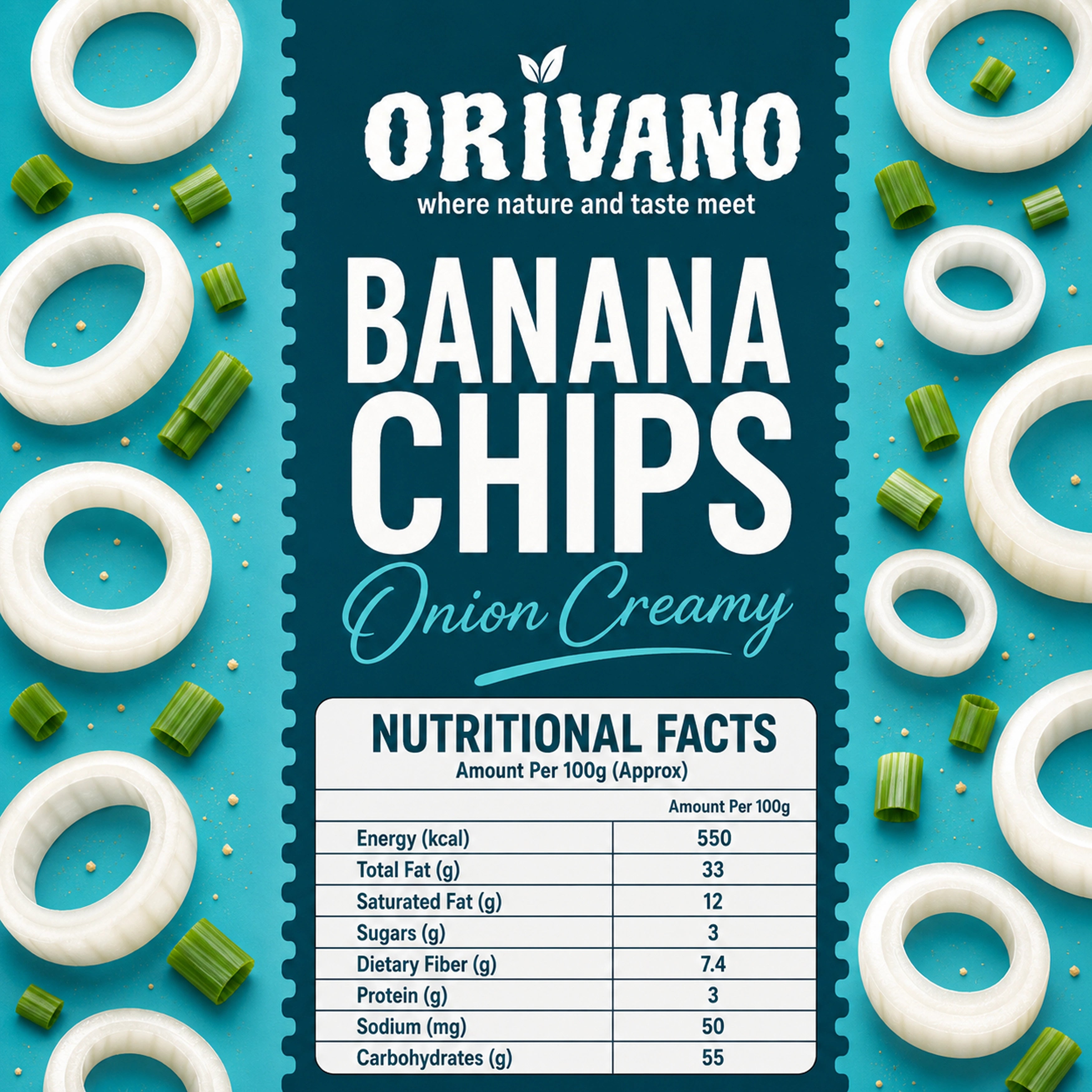 Onion Creamy Flavoured Banana Chips 100g